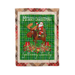 Personalized Gift Plaid Tartan Blanket Clan Galloway Hunting With Moose Lover Xmas Gift Santa Riding Christmas Fleece Blanket