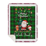 Personalized Gift Tartan Plaid Blanket Clan Kinloch With Funny Santa Snowman Reindeer Merry Christmas Gift Sherpa Blanket, blue plaid sherpa blanket,blue tartan sherpa blanket,Buchan,buffalo plaid sherpa blanket,christmas sherpa blanket,Christmas Throw Blanket