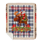 Personalized Gift Plaid Tartan Blanket Clan Hannay Grey With Moose Lover Xmas Gift Santa Riding Buffalo Plaid Christmas Sherpa Blanket