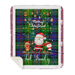 Personalized Gift Tartan Plaid Blanket Clan Tait With Funny Santa Snowman Reindeer Merry Christmas Gift Sherpa Blanket, blue plaid sherpa blanket,blue tartan sherpa blanket,Buchan,buffalo plaid sherpa blanket,christmas sherpa blanket,Christmas Throw Blanket