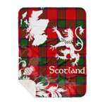 Sherpa Blanket - Tartan Blanket Thistle and Lion Scottish Clan Donnachaidh Robertson Plaid Blanket, plaid sherpa blanket queen,purple sherpa blanket,queen sherpa blanket,queen size sherpa blanket,red sherpa blanket,scottish tartan blankets,sherpa blanket,sherpa christmas blanket