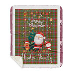 Personalized Gift Tartan Plaid Blanket Clan Hunter 1819 With Funny Santa Snowman Reindeer Merry Christmas Gift Sherpa Blanket, blue plaid sherpa blanket,blue tartan sherpa blanket,Buchan,buffalo plaid sherpa blanket,christmas sherpa blanket,Christmas Throw Blanket