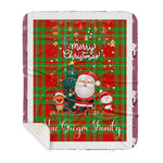 Personalized Gift Tartan Plaid Blanket Clan MacGregor Modern With Funny Santa Snowman Reindeer Merry Christmas Gift Sherpa Blanket, blue plaid sherpa blanket,blue tartan sherpa blanket,Buchan,buffalo plaid sherpa blanket,christmas sherpa blanket,Christmas Throw Blanket