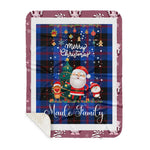 Personalized Gift Tartan Plaid Blanket Clan Maule Modem With Funny Santa Snowman Reindeer Merry Christmas Gift Sherpa Blanket, blue plaid sherpa blanket,blue tartan sherpa blanket,Buchan,buffalo plaid sherpa blanket,christmas sherpa blanket,Christmas Throw Blanket