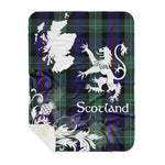 Sherpa Blanket - Tartan Blanket Thistle and Lion Scottish Clan MacKenzie Modern Blue Plaid Blanket, plaid sherpa blanket queen,purple sherpa blanket,queen sherpa blanket,queen size sherpa blanket,red sherpa blanket,scottish tartan blankets,sherpa blanket,sherpa christmas blanket