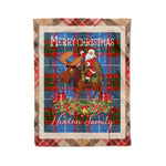 Personalized Gift Plaid Tartan Blanket Clan Newton With Moose Lover Xmas Gift Santa Riding Christmas Fleece Blanket