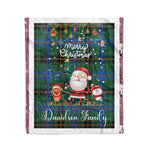 Personalized Gift Tartan Plaid Blanket Clan Davidson Ancient With Funny Santa Snowman Reindeer Merry Christmas Fleece Blanket, Home Living Room, Plaid Blanket, Tartan Blanket, Scottish Blanket, Buffalo fleece blanket, Christmas Blanket