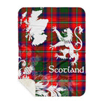 Sherpa Blanket - Tartan Blanket Thistle and Lion Scottish Clan Roxburgh Plaid Blanket, plaid sherpa blanket queen,purple sherpa blanket,queen sherpa blanket,queen size sherpa blanket,red sherpa blanket,scottish tartan blankets,sherpa blanket,sherpa christmas blanket