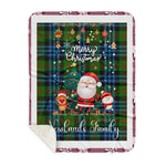 Personalized Gift Tartan Plaid Blanket Clan Newlands With Funny Santa Snowman Reindeer Merry Christmas Gift Sherpa Blanket, blue plaid sherpa blanket,blue tartan sherpa blanket,Buchan,buffalo plaid sherpa blanket,christmas sherpa blanket,Christmas Throw Blanket