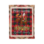 Personalized Gift Plaid Tartan Blanket Clan Riddell With Moose Lover Xmas Gift Santa Riding Christmas Fleece Blanket