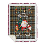 Personalized Gift Tartan Plaid Blanket Clan Gordon Weathered With Funny Santa Snowman Reindeer Merry Christmas Gift Sherpa Blanket, blue plaid sherpa blanket,blue tartan sherpa blanket,Buchan,buffalo plaid sherpa blanket,christmas sherpa blanket,Christmas Throw Blanket