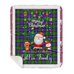 Personalized Gift Tartan Plaid Blanket Clan Gillon With Funny Santa Snowman Reindeer Merry Christmas Gift Sherpa Blanket, blue plaid sherpa blanket,blue tartan sherpa blanket,Buchan,buffalo plaid sherpa blanket,christmas sherpa blanket,Christmas Throw Blanket