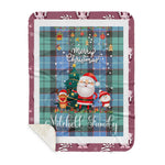 Personalized Gift Tartan Plaid Blanket Clan Mitchell Ancient With Funny Santa Snowman Reindeer Merry Christmas Gift Sherpa Blanket, blue plaid sherpa blanket,blue tartan sherpa blanket,Buchan,buffalo plaid sherpa blanket,christmas sherpa blanket,Christmas Throw Blanket