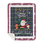 Personalized Gift Tartan Plaid Blanket Clan Campbell Argyll Modern With Funny Santa Snowman Reindeer Merry Christmas Gift Sherpa Blanket, blue plaid sherpa blanket,blue tartan sherpa blanket,Buchan,buffalo plaid sherpa blanket,christmas sherpa blanket,Christmas Throw Blanket