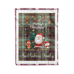 Personalized Gift Tartan Plaid Blanket Clan MacAndrew With Funny Santa Snowman Reindeer Merry Christmas Fleece Blanket, Home Living Room, Plaid Blanket, Tartan Blanket, Scottish Blanket, Buffalo fleece blanket, Christmas Blanket
