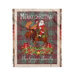 Personalized Gift Plaid Tartan Blanket Clan MacGregor Hunting Modern With Moose Lover Xmas Gift Santa Riding Christmas Fleece Blanket