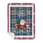 Personalized Gift Tartan Plaid Blanket Clan Napier With Funny Santa Snowman Reindeer Merry Christmas Gift Sherpa Blanket, blue plaid sherpa blanket,blue tartan sherpa blanket,Buchan,buffalo plaid sherpa blanket,christmas sherpa blanket,Christmas Throw Blanket