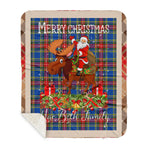 Personalized Gift Plaid Tartan Blanket Clan MacBeth Modern With Moose Lover Xmas Gift Santa Riding Buffalo Plaid Christmas Sherpa Blanket