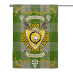 House Flag - Cunningham Dress Green Dancers Irish Shield Celtic Cross Tartan Garden Flag St Patrick's Day Garden Flag