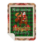 Personalized Gift Plaid Tartan Blanket Clan Ged With Moose Lover Xmas Gift Santa Riding Buffalo Plaid Christmas Sherpa Blanket