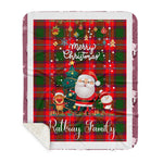 Personalized Gift Tartan Plaid Blanket Clan Rattray With Funny Santa Snowman Reindeer Merry Christmas Gift Sherpa Blanket, blue plaid sherpa blanket,blue tartan sherpa blanket,Buchan,buffalo plaid sherpa blanket,christmas sherpa blanket,Christmas Throw Blanket