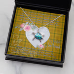 Sea Turtle Necklace Gift for My Beautiful Girlfriend Valentines Necklace Clan Houston Tartan Blue Turtle Necklace