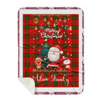 Personalized Gift Tartan Plaid Blanket Clan Adair With Funny Santa Snowman Reindeer Merry Christmas Gift Sherpa Blanket, blue plaid sherpa blanket,blue tartan sherpa blanket,Buchan,buffalo plaid sherpa blanket,christmas sherpa blanket,Christmas Throw Blanket