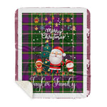 Personalized Gift Tartan Plaid Blanket Clan Taylor With Funny Santa Snowman Reindeer Merry Christmas Gift Sherpa Blanket, blue plaid sherpa blanket,blue tartan sherpa blanket,Buchan,buffalo plaid sherpa blanket,christmas sherpa blanket,Christmas Throw Blanket