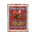 Personalized Gift Plaid Tartan Blanket Clan MacFarlane Modern With Moose Lover Xmas Gift Santa Riding Christmas Fleece Blanket