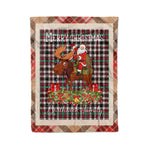 Personalized Gift Plaid Tartan Blanket Clan Borthwick Ancient With Moose Lover Xmas Gift Santa Riding Christmas Fleece Blanket