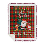 Personalized Gift Tartan Plaid Blanket Clan Fairlie With Funny Santa Snowman Reindeer Merry Christmas Gift Sherpa Blanket, blue plaid sherpa blanket,blue tartan sherpa blanket,Buchan,buffalo plaid sherpa blanket,christmas sherpa blanket,Christmas Throw Blanket