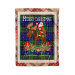 Personalized Gift Plaid Tartan Blanket Clan Newman With Moose Lover Xmas Gift Santa Riding Christmas Fleece Blanket
