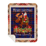 Personalized Gift Plaid Tartan Blanket Clan Home Modern With Moose Lover Xmas Gift Santa Riding Buffalo Plaid Christmas Sherpa Blanket