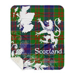 Sherpa Blanket - Tartan Blanket Thistle and Lion Scottish Clan Stewart of Appin Hunting Plaid Blanket, plaid sherpa blanket queen,purple sherpa blanket,queen sherpa blanket,queen size sherpa blanket,red sherpa blanket,scottish tartan blankets,sherpa blanket,sherpa christmas blanket
