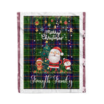 Personalized Gift Tartan Plaid Blanket Clan Forsyth With Funny Santa Snowman Reindeer Merry Christmas Fleece Blanket, Christmas Blanket, Plaid Blanket, Tartan Blanket,Scottish Blanket
