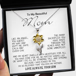 Sunflower Pendant Necklace - To My Beautiful Mom - I'm So Blessed That You Are My Mother - Love Your Son, Mother's Day Necklace