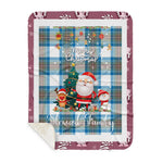 Personalized Gift Tartan Plaid Blanket Clan Stewart Muted Blue With Funny Santa Snowman Reindeer Merry Christmas Gift Sherpa Blanket, blue plaid sherpa blanket,blue tartan sherpa blanket,Buchan,buffalo plaid sherpa blanket,christmas sherpa blanket,Christmas Throw Blanket