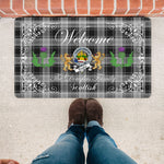 Doormat - Welcome Mat Scottish Clan Badge Douglas Grey Tartan Door Mat, Plaid Doormat With Thistle and Two Lion Scottish