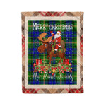 Personalized Gift Plaid Tartan Blanket Clan MaiTland With Moose Lover Xmas Gift Santa Riding Christmas Fleece Blanket