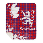 Sherpa Blanket - Tartan Blanket Thistle and Lion Scottish Clan Hamilton Modern Plaid Blanket, plaid sherpa blanket queen,purple sherpa blanket,queen sherpa blanket,queen size sherpa blanket,red sherpa blanket,scottish tartan blankets,sherpa blanket,sherpa christmas blanket