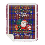 Personalized Gift Tartan Plaid Blanket Clan Chisholm Hunting Modern With Funny Santa Snowman Reindeer Merry Christmas Gift Sherpa Blanket, blue plaid sherpa blanket,blue tartan sherpa blanket,Buchan,buffalo plaid sherpa blanket,christmas sherpa blanket,Christmas Throw Blanket