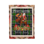Personalized Gift Plaid Tartan Blanket Clan Webster With Moose Lover Xmas Gift Santa Riding Christmas Fleece Blanket