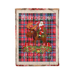 Personalized Gift Plaid Tartan Blanket Clan Aberdeen With Moose Lover Xmas Gift Santa Riding Christmas Fleece Blanket