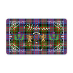 Doormat - Welcome Mat Scottish Clan Carnegie Ancient Tartan Door Mat, Plaid Doormat With Thistle and Two Lion Scottish