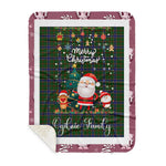 Personalized Gift Tartan Plaid Blanket Clan Ogilvie Hunting With Funny Santa Snowman Reindeer Merry Christmas Gift Sherpa Blanket, blue plaid sherpa blanket,blue tartan sherpa blanket,Buchan,buffalo plaid sherpa blanket,christmas sherpa blanket,Christmas Throw Blanket