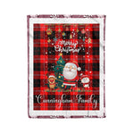 Personalized Gift Tartan Plaid Blanket Clan Cunningham Modern With Funny Santa Snowman Reindeer Merry Christmas Fleece Blanket, Home Living Room, Plaid Blanket, Tartan Blanket, Scottish Blanket, Buffalo fleece blanket, Christmas Blanket
