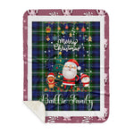 Personalized Gift Tartan Plaid Blanket Clan Baillie With Funny Santa Snowman Reindeer Merry Christmas Gift Sherpa Blanket, blue plaid sherpa blanket,blue tartan sherpa blanket,Buchan,buffalo plaid sherpa blanket,christmas sherpa blanket,Christmas Throw Blanket