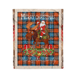 Personalized Gift Plaid Tartan Blanket Clan MacLachlan Ancient With Moose Lover Xmas Gift Santa Riding Christmas Fleece Blanket