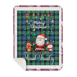 Personalized Gift Tartan Plaid Blanket Clan Mouat With Funny Santa Snowman Reindeer Merry Christmas Gift Sherpa Blanket, blue plaid sherpa blanket,blue tartan sherpa blanket,Buchan,buffalo plaid sherpa blanket,christmas sherpa blanket,Christmas Throw Blanket