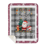 Personalized Gift Tartan Plaid Blanket Clan Sandilands Grey With Funny Santa Snowman Reindeer Merry Christmas Gift Sherpa Blanket, blue plaid sherpa blanket,blue tartan sherpa blanket,Buchan,buffalo plaid sherpa blanket,christmas sherpa blanket,Christmas Throw Blanket